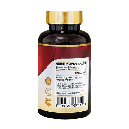 Naturemprire Ginseng 6X Pro - 16 Rare Ginsenosides & Reishi Mushroom Complex, Immune Support Supplement with Maitake Beta-Glucans, Herbal Energy Booster, 60 Vegetarian Capsules