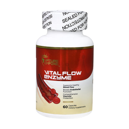 Naturemprire Vital Flow Enzyme - Circulatory Support Supplement with Nattokinase & Omega-3, Vascular Health Formula for Blood Flow & Endothelial Function, 60 Vegan Capsules