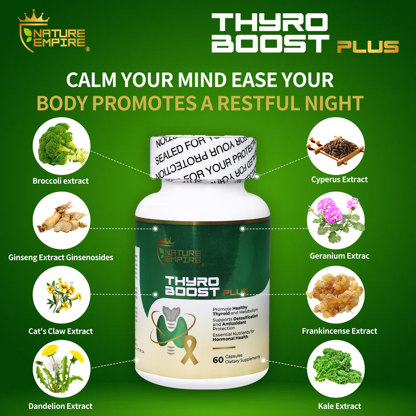 Naturemprire Thyro Boost Plus - Thyroid Support Supplement with Selenium & Iodine, Metabolism & Detox Blend, 60 Vegan Capsules