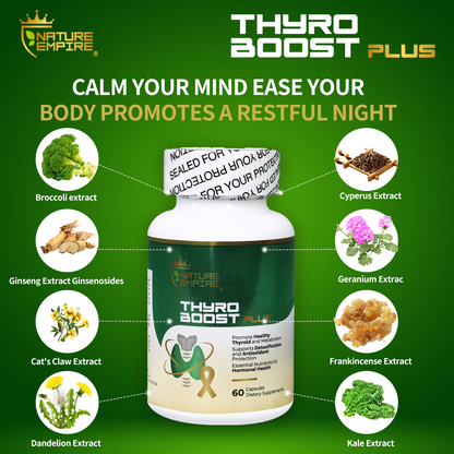 Naturemprire Thyro Boost Plus - Thyroid Support Supplement with Selenium & Iodine, Metabolism & Detox Blend, 60 Vegan Capsules